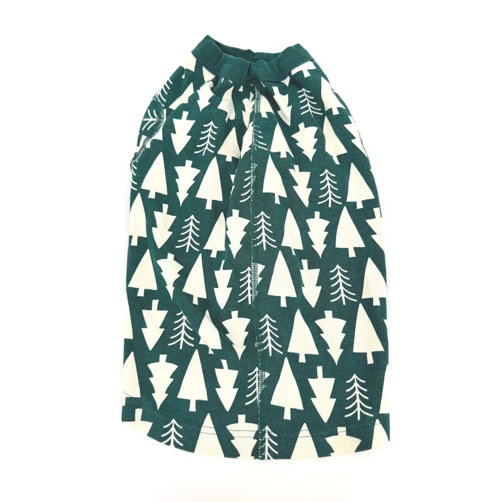 Hanna‎ Andersson Dog Pajamas Green White Evergreen Tree Organic Cotton Large